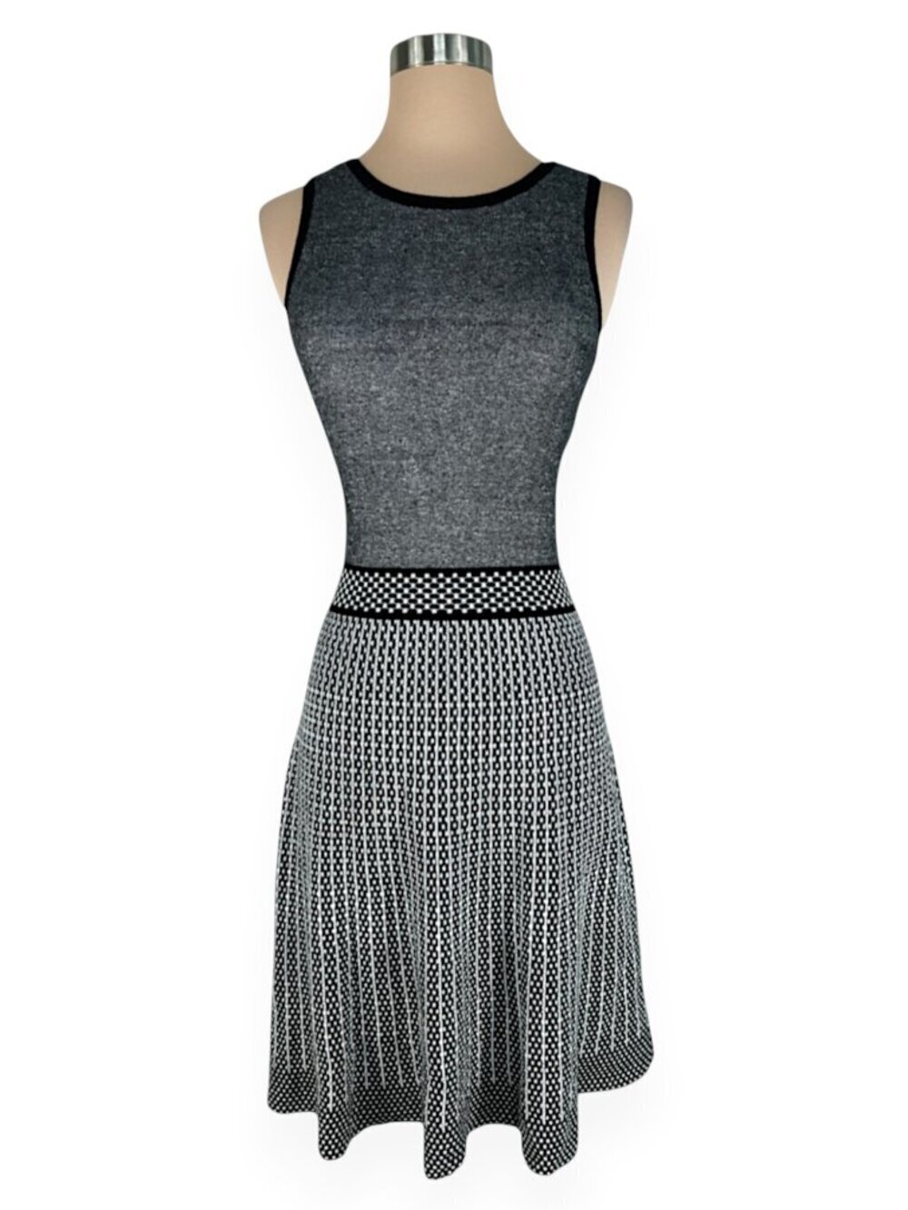 41 Hawthorn Zander Black White Sleeveless Sweater Dress Fit & Flare New NWOT S